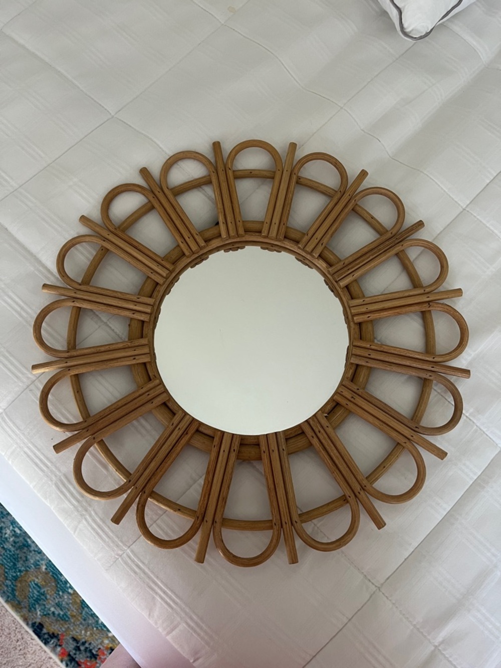 Natural Rattan Sunburst Wall Mirror - Brown